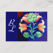 ブルーピンクグリーン花、フローラデコールモノグラム 名刺 (裏面)