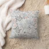 ブルーピンクグレーフローラ植物花葉類 クッション (ブランケット)