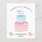 ブルーピンクケーキジェンダーリビールパーティの招待状 (正面)