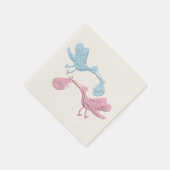 ブルーピンクコウノトリ スタンダードカクテルナプキン (角)
