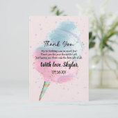 ブルーピンクコットンキャンディブロンズゴールドグリッター誕生日 サンキューカード (スタンド正面)