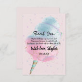 ブルーピンクコットンキャンディブロンズゴールドグリッター誕生日 サンキューカード (正面/裏面)
