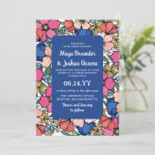 ブルーピンクコーラルフラワーズ春サマー結婚ズ 招待状 (スタンド正面)