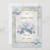 ブルーピンクシルバーバラ金ゴールドバースデーパーティー招待状 招待状 (正面)