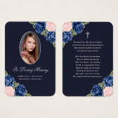 ブルーピンクシルバーメモリアル葬儀祈りの言葉カード (正面&裏面)