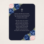 ブルーピンクシルバーメモリアル葬儀祈りの言葉カード (裏面)