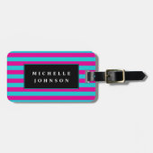 ブルーピンクストライプのラゲッジタグ ラゲッジタグ (正面横)