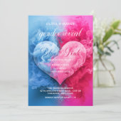 ブルーピンクスモークハートベビージェンダー表示パーティー 招待状 (スタンド正面)