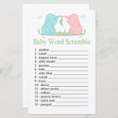 ブルーピンクゾウベビー単語スクランブルゲーム (正面/裏面)