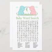 ブルーピンクゾウ赤ちゃんシャワー語検索ゲーム (正面/裏面)