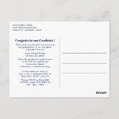 ブルーピンクタータンチェックプライド卒業発表 ポストカード (裏面)