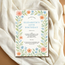 ブルーピンクダスティブルーフローラ水彩60th