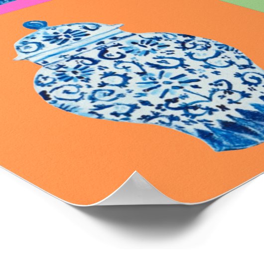 ブルーピンクチノイスリージンジャージャースアートプリント ポスター (角)