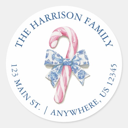 ブルーピンクチノイスリートイレキャンディーケーンアドレス ラウンドシール (正面)