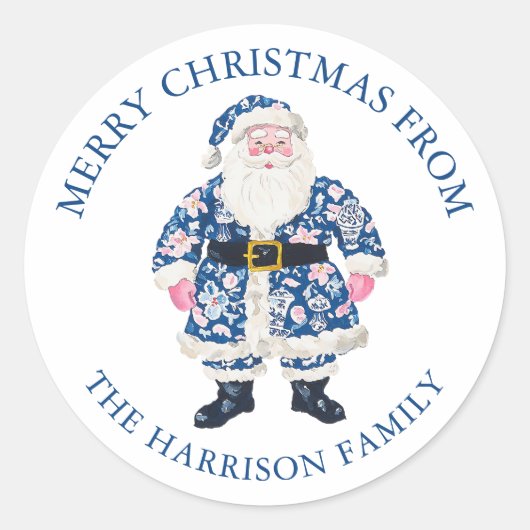 ブルーピンクチノイスリートイレサンタクロース ラウンドシール (正面)