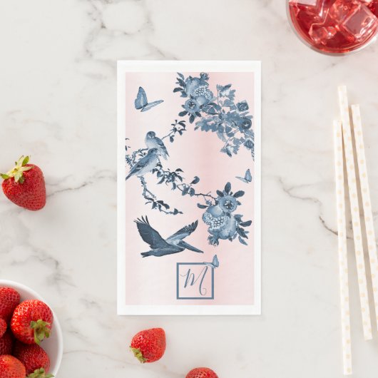 ブルーピンクチノワセリーフローラエレガントモノグラム (インサイチュ)