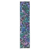 ブルーピンクティール（緑がかった色）コズミック抽象芸術グロー流体星雲 ショートテーブルランナー (正面)