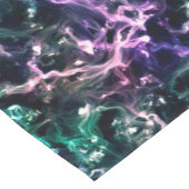 ブルーピンクティール（緑がかった色）コズミック抽象芸術グロー流体星雲 ショートテーブルランナー (コーナー)