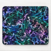 ブルーピンクティール(緑がかった色)コズミック抽象芸術グロー流体星雲 マウスパッド (正面)