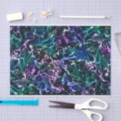 ブルーピンクティール（緑がかった色）コズミック抽象芸術グロー流体星雲 薄葉紙 (クラフト)