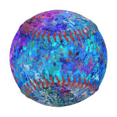 ブルーピンクティール（緑がかった色）ドロップアブストラクション 野球ボール (正面)