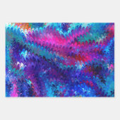 ブルーピンクティール（緑がかった色）抽象芸術マーブリングエブルアート ラッピングペーパーシート (正面)