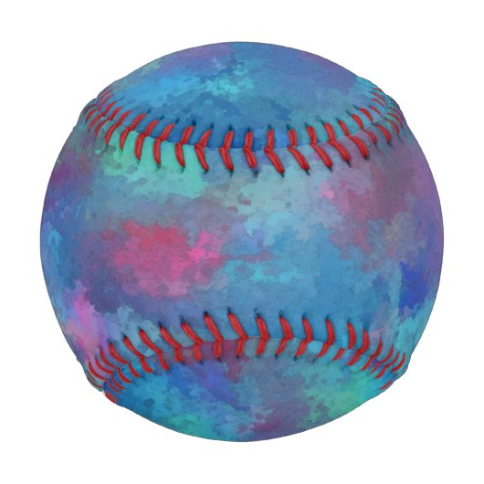 ブルーピンクティール（緑がかった色）水彩抽象化 野球ボール (裏面)