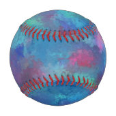 ブルーピンクティール（緑がかった色）水彩抽象化 野球ボール (正面)