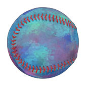 ブルーピンクティール（緑がかった色）水彩抽象化 野球ボール (正面左)