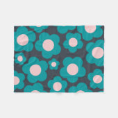 ブルーピンクトロピカルボタニカルフローラ春夏 フリースブランケット (正面(横))