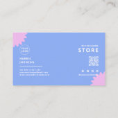 ブルーピンクパステルフローリストスキャナブルコード 名刺 (裏面)