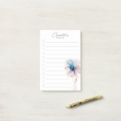 ブルーピンクパーソナライズされたの花のTo Doリスト ポストイット (デスク上)