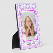 ブルーピンクパープルのリンクハート枠カスタム付き写真 フォトプラーク (側面)