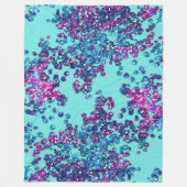 ブルーピンクパープルグリッタリー紙吹雪 フリースブランケット (正面)