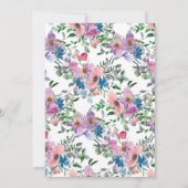 ブルーピンクパープルフローラスウィート16誕生日パーティー 招待状 (裏面)