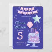 ブルーピンクパープルミニマリスト誕生日パーティー 招待状 (正面)