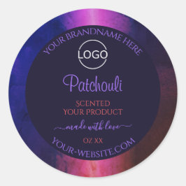 ブルーピンクパープル大理石モダン製品ラベルロゴ ラウンドシール