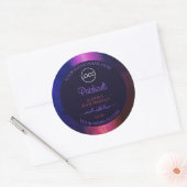 ブルーピンクパープル大理石モダン製品ラベルロゴ ラウンドシール (封筒)