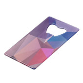 ブルーピンクパープル抽象芸術ピラミッドアート クレジットカード栓抜き (正面アングル)