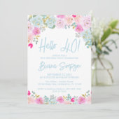 ブルーピンクピーチパープルフローラ40th誕生日パーティー 招待状 (スタンド正面)