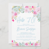 ブルーピンクピーチパープルフローラ70th誕生日パーティー 招待状 (正面)