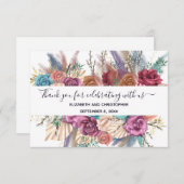 ブルーピンクピーチフローラ結婚書道 サンキューカード (正面/裏面)