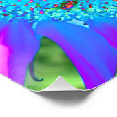 ブルーピンクファンキーフローラレトロひまわり写真 ポスター (コーナー)