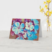 ブルーピンクフラワーガーデンアートノートカード カード (黄色い花)