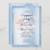 ブルーピンクフラワーズ婚約招待状 招待状 (正面/裏面)