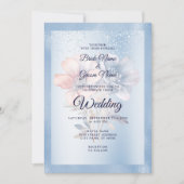 ブルーピンクフラワーズ結婚式招待状 招待状 (正面)