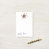 ブルーピンクフラワー名前をカスタムする ポストイット (デスク上)