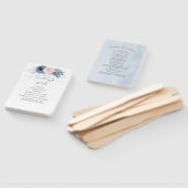 ブルーピンクフローラエレガントな結婚式プログラム ハンドファン (組立なし)