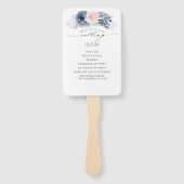 ブルーピンクフローラエレガントな結婚式プログラム ハンドファン (正面)