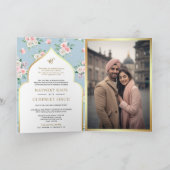 ブルーピンクフローラオールインワンアンドカラジ結婚ズ 招待状 (内部)